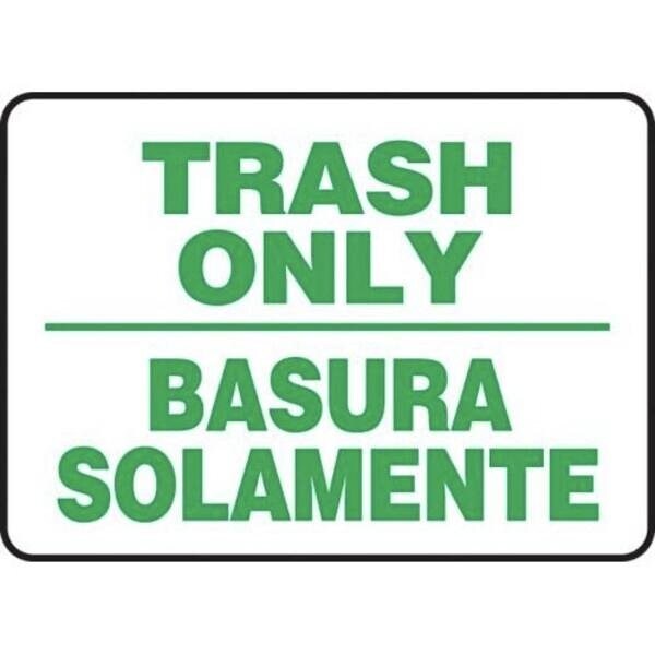 Accuform BILINGUAL Safety Sign TRASH ONLY SBMHSK503MVS SBMHSK503MVS - main